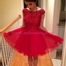Short Red Beaded Homecoming Cocktail Prom Dresses 535