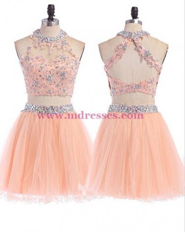 Beaded Lace Tulle Homecoming Cocktail Prom Dresses Party Evening Gowns 543