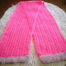 Pink with fun fur trim girls crocheted scarf