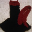 barbie fashion doll Black red trim evening gown and scarf crocheted