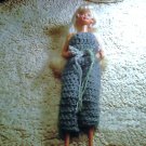 barbie 1 piece blue pant suit capris crocheted