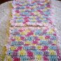 2 crocheted cotton ruffled baby wash or dish cloths pink white blue yellow purple