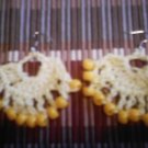 Yellow pony beaded hand crocheted dangle earrings