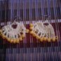 Yellow pony beaded hand crocheted dangle earrings
