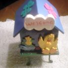 decorative blue wood bird house hand painted upcycled