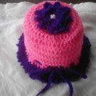 pink and purple  passion flower toilet paper cover hand crocheted