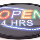 Brand New 13 x 21 Neon 24 Hours Open Sign w Adaptor