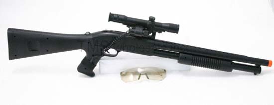 AS94: Riot Air Soft Pump Shotgun w Laser and Scope - FREE Shipping