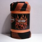 50" x 60" Harley Davidson Orange Flames Fleece Blanket