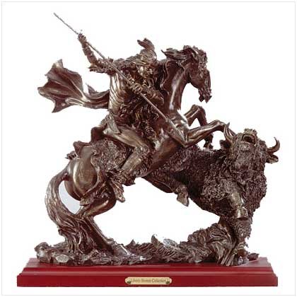 LIBERY BRONZE BUFFALO HUNTING
