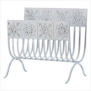 Distress White Tiles Magazine Rack
