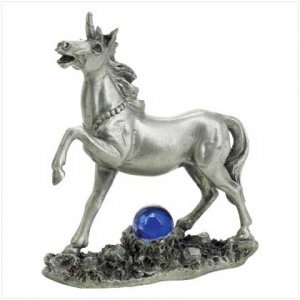 Pewter Unicorn with Glass Ball
