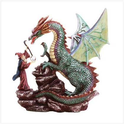 DRAGON & MERLIN W/CRYSTAL BALL
