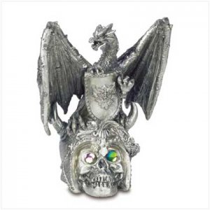 Pewter Dragon on Skull