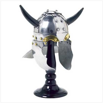 Viking Helmet with Wooden Stand