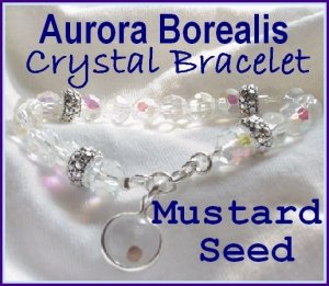 Carols Accents" Mustard Seed Charm Bracelet AB Crystal