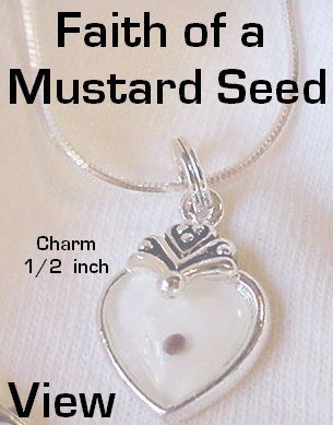 My Faithful Servant" Mustard Seed Necklace fleur de lis heart