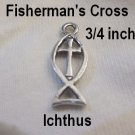 Fisherman's Cross Charm Silver Pewter