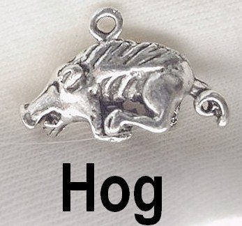 Razorback Hog Silver Charm