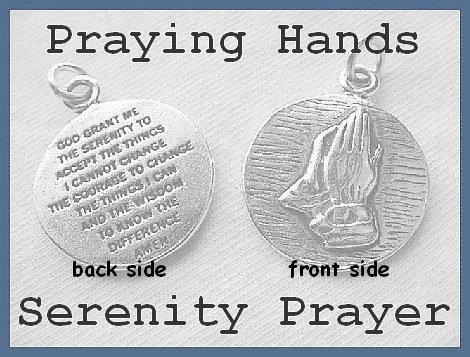 Affirmation Ladies Serenity Prayer,Praying Hands Necklace,Praying Hands Medallion Charm