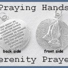 Affirmation Ladies Serenity Prayer,Praying Hands Necklace,Praying Hands Medallion Charm