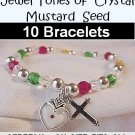 Set of 10 Mustard Seed Jewel Tone Bracelets