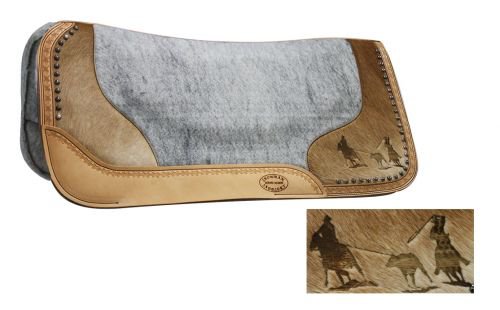 Coussin De Selle Showman Profilé – Feutre Et Cuir, 32x31, Cuirs Floraux, Neuf