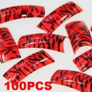 100 Designer Black Red nail tips
