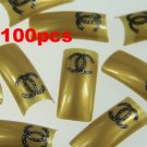 100 Gold Black Fashion nail tips