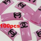 100 Pink  Black Fashion nail tips