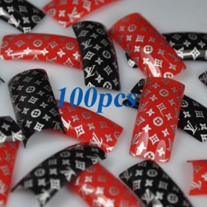 100 Black Red  Fashion nail tips