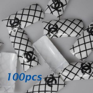 100 Black White Fashion nail tips