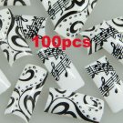 100 Black White Musical Fashion nail tips