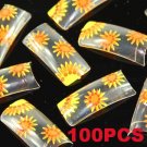 100 Clear Yellow Flower  Fashion nail tips