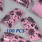 100 Pink Black Flower Fashion nail tips