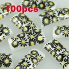 100 Black Yellow Flower  Fashion nail tips