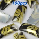 100 Black Gold Fashion nail tips