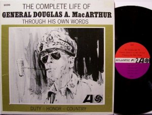 MacArthur, General Douglas - Complete Life Of - Vinyl LP Record - 1941-1962 Speeches - Odd Unusual