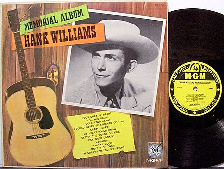 Williams, Hank - Hank Williams Memorial Album - Vinyl LP Record - Mono ...