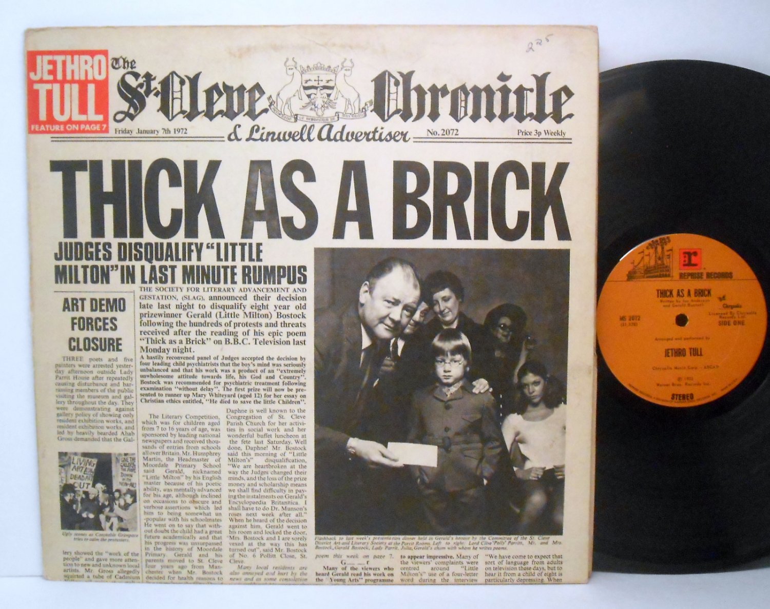 Jethro Tull Thick As A Brick Vinyl Lp Record Stereo Rock