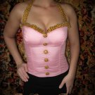 Pinup, Rockabilly, Pink Leopard button Corset