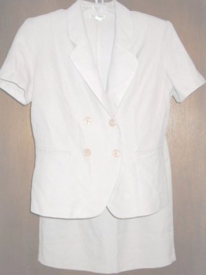 Beige Light Brown Two Piece Suit Jacket Skirt Misses 12