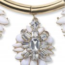 Crystal Medallion Wedding Bridal White Flower Pendant Necklace Earrings Set New