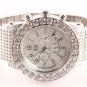KC Simulated Diamond Chronograph Luxurious Silver Steel Watch CZ & Gift/Storage Box