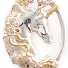 Vintage Gorham Repoussé Gold Wash Plated .925 Sterling Silver Unicorn Floral Large Ornate Pendant