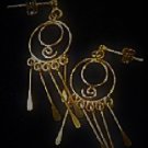 Gold Vermeil Plated over Sterling Silver Circle Swirl Long Graduated Dangles Earrings