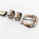 Vintage Sterling Silver and Gold Wash Western Ranger Belt Buckle Set 4 PCS