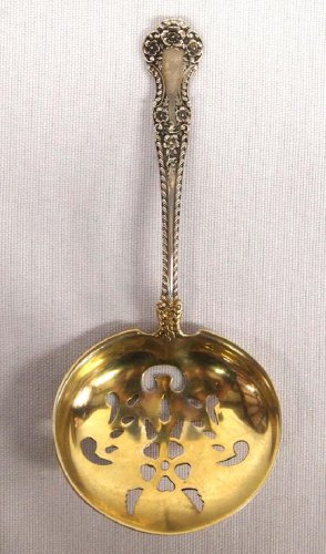 Antique Gorham Sterling Silver Rose Gold Wash Cambridge Pattern 1899 Bon Bon Spoon