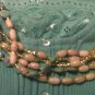 Dramatic Vintage Turquoise Blue Yellow Stone Glass Bead Multi-Strand Necklace 22"
