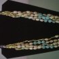 Dramatic Vintage Turquoise Blue Yellow Stone Glass Bead Multi-Strand Necklace 22"